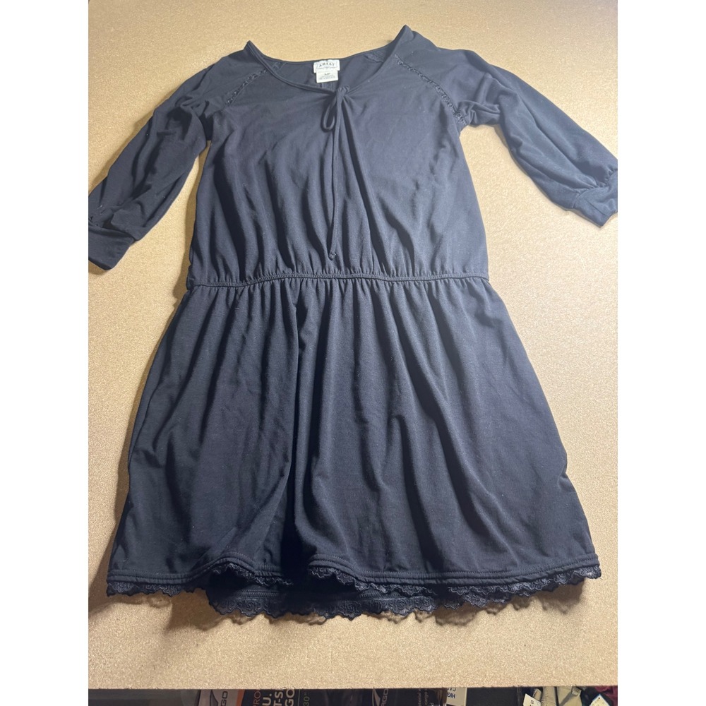 Ariat Womens Black Lace Trim Long Sleeve Elastic Waist Mini Dress Size S